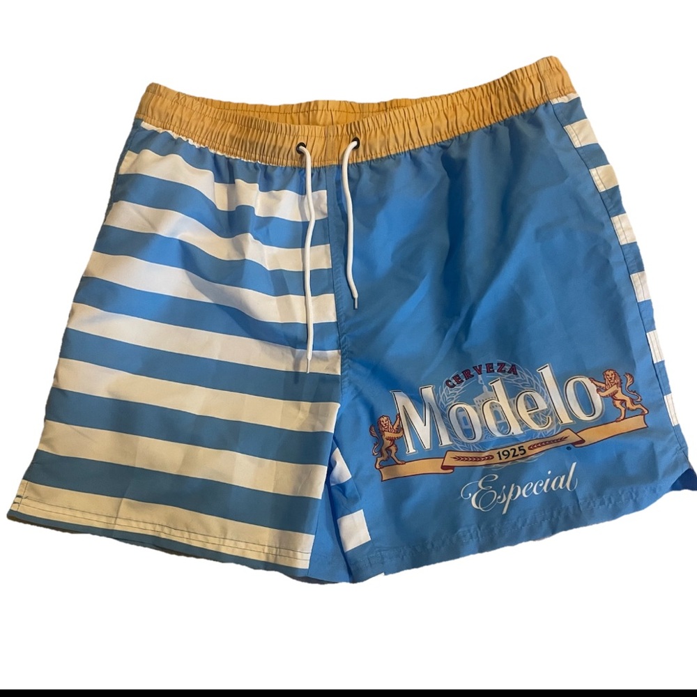 Modelo Especial Swag Striped Blue and White Swim Trunks Board Shorts XXL 2XL